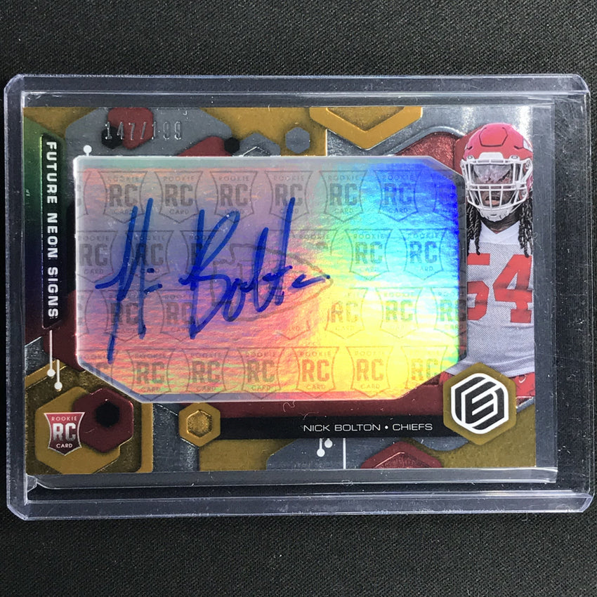 2021 Elements Nick Bolton Future Neon Signs Rookie Auto Orange 147/199