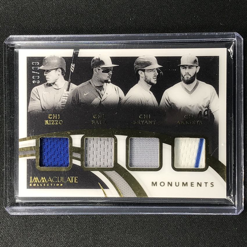 2021 Immaculate Rizzo Baez Bryant Arrieta Monuments Quad Jersey 36/99