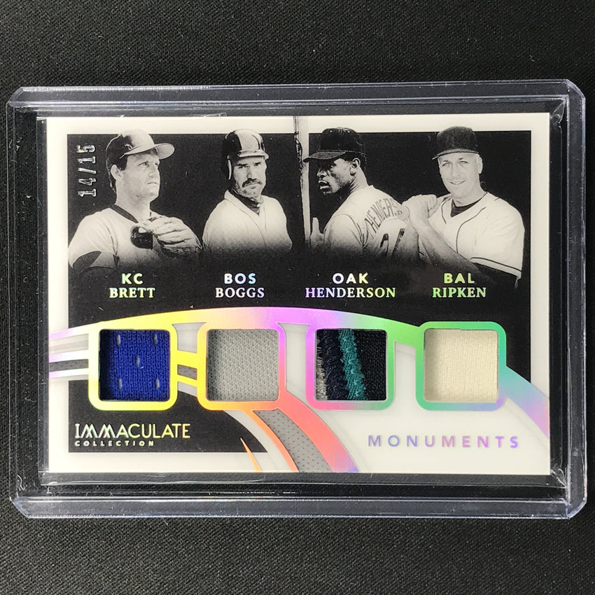2021 Immaculate Brett Boggs Henderson Ripken Monuments Quad Jersey Patch 14/15