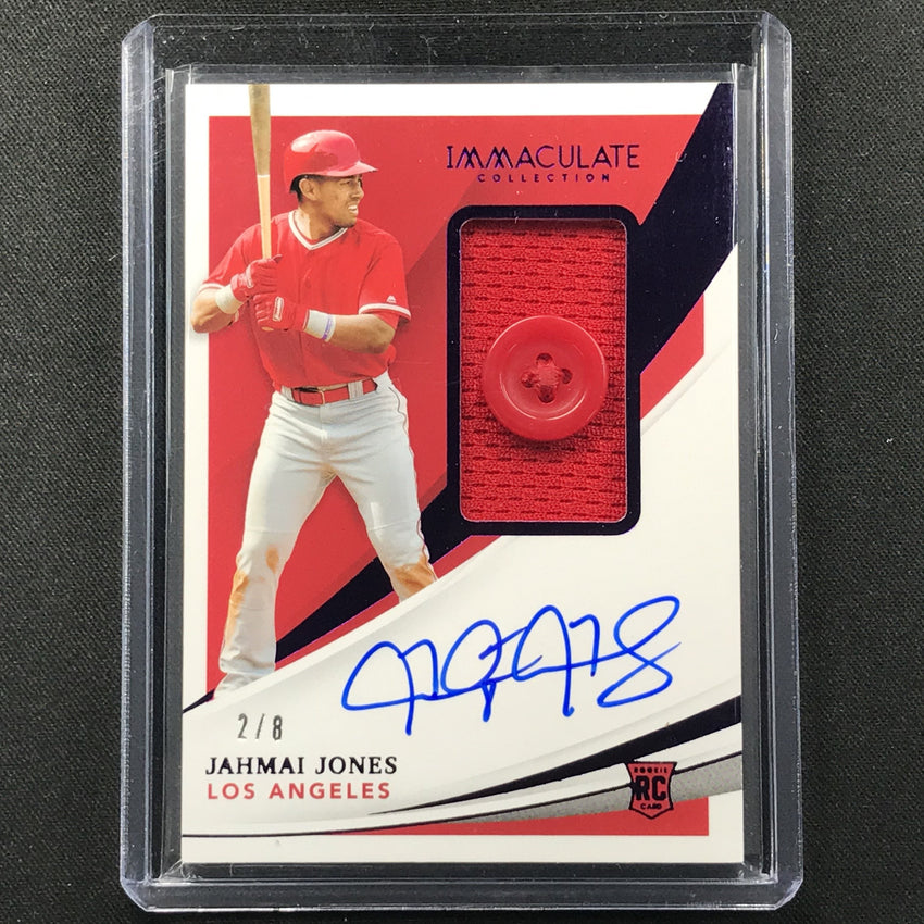 2021 Immaculate Jahmai Jones Rookie Patch Auto Purple Button 2/8