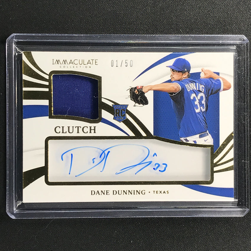 2021 Immaculate Dane Dunning Clearly Clutch Rookie Jersey Auto 1/50