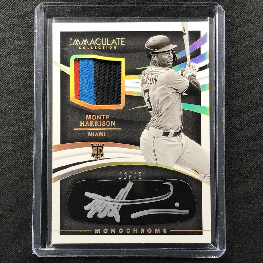 2021 Immaculate Monte Harrison Monochrome Rookie Patch Auto Gold 3/25