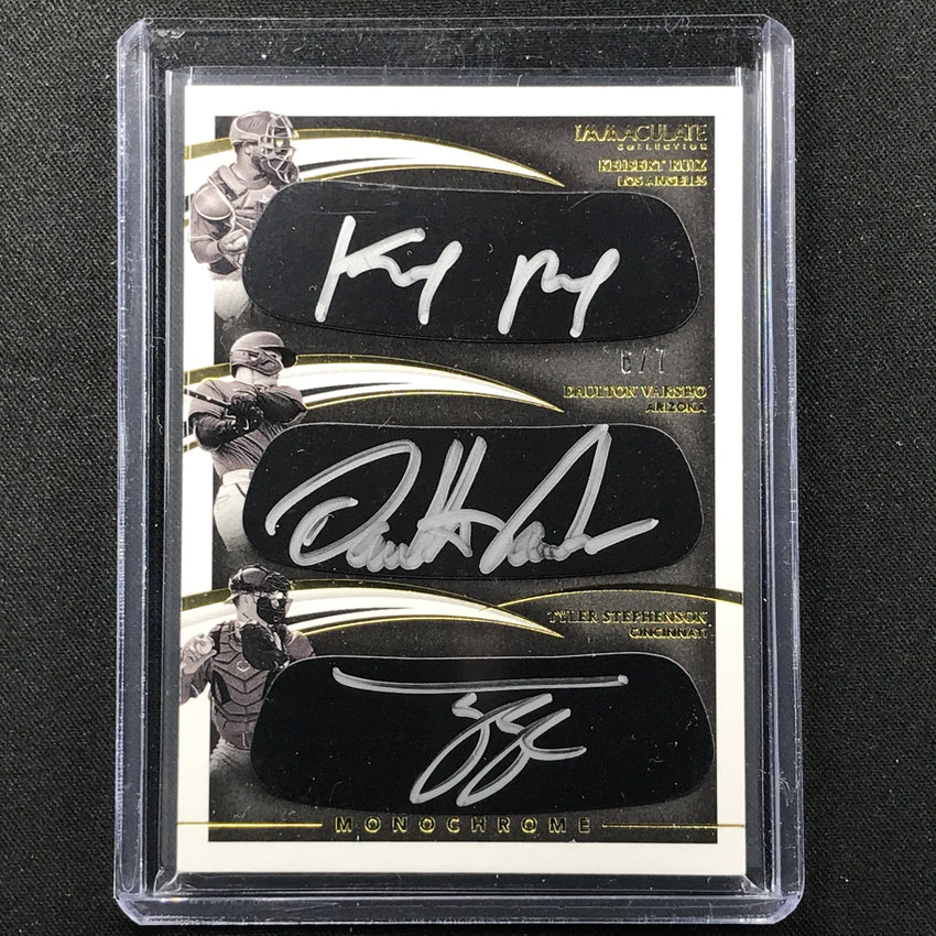 2021 Immaculate Keibert Ruiz Varsho Stephenson Monochrome Triple Rookie Auto 6/7