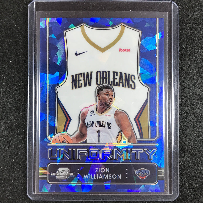 2022-23 Contenders Optic Zion Williamson Uniformity Blue Cracked Ice 66/75