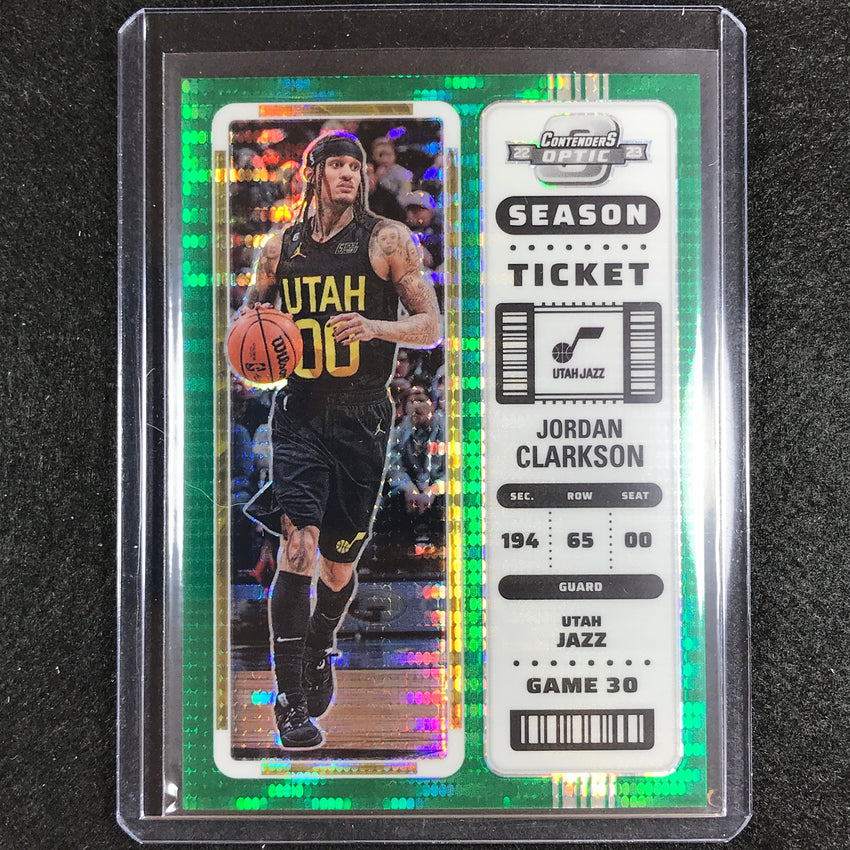 2022-23 Contenders Optic Jordan Clarkson Season Ticket Green Pulsar 4/25