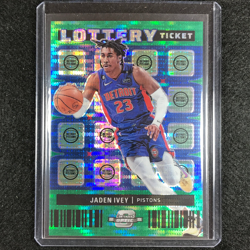 2022-23 Contenders Optic Jaden Ivey Lottery Ticket Rookie Green Pulsar 15/25