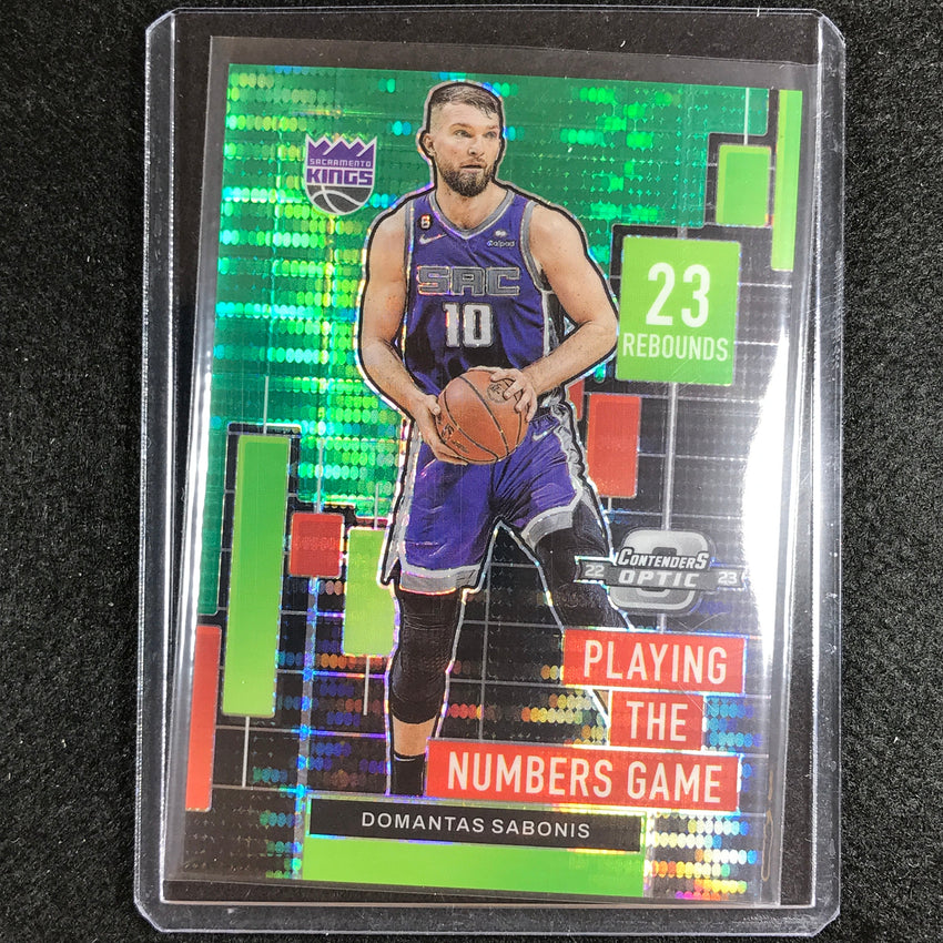 2022-23 Contenders Optic Domantas Sabonis Playing Numbers Game Green Pulsar 8/25