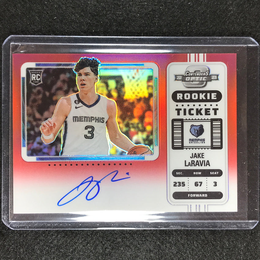 2022-23 Contenders Optic Jake Laravia Variation Rookie Ticket Auto Red 49/99