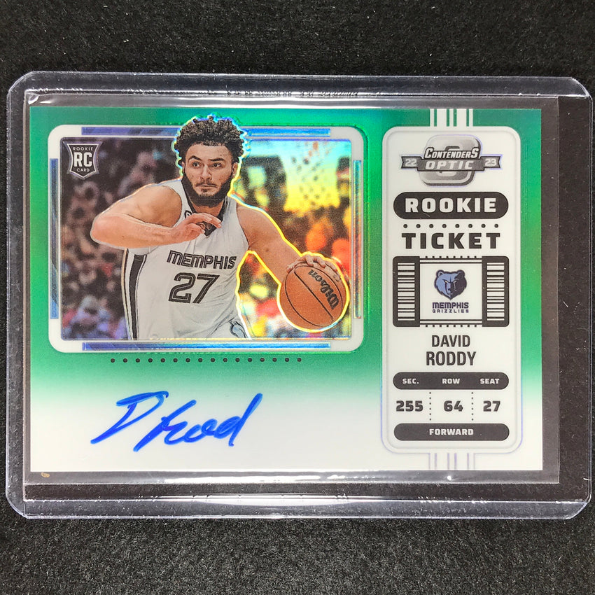 2022-23 Contenders Optic David Roddy Variation Rookie Ticket Auto Green 25/75
