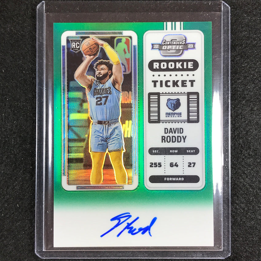 2022-23 Contenders Optic David Roddy Rookie Ticket Auto Green 9/75