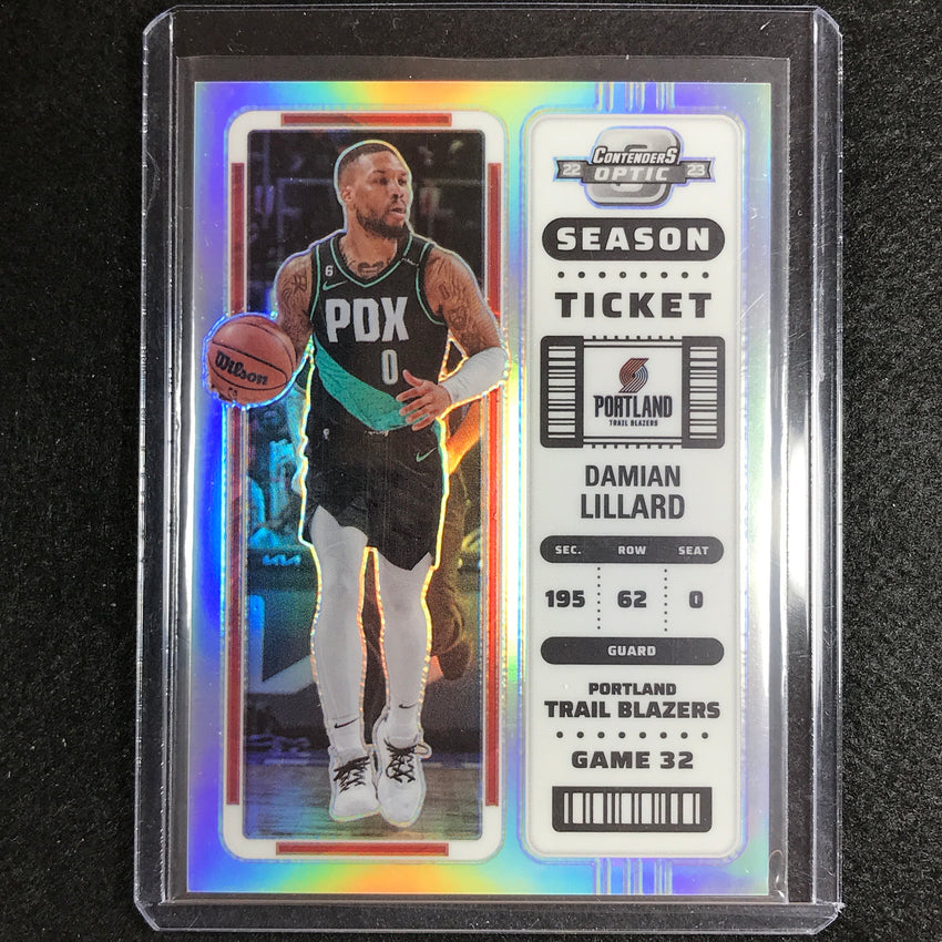2022-23 Contenders Optic Damian Lillard Season Ticket Silver Prizm No 98