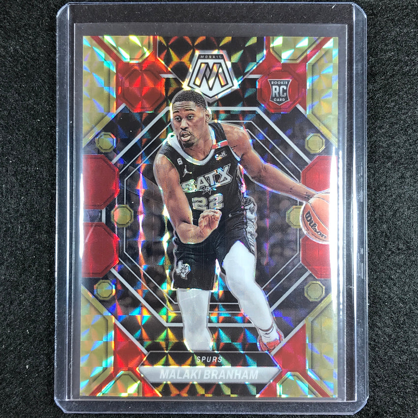 2022-23 Mosaic Malak Branham Rookie Choice Fusion Red And Yellow 14/88 No 202