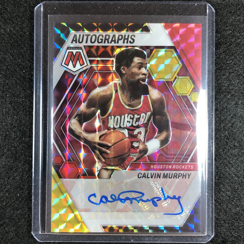2022-23 Mosaic Calvin Murphy Autographs Mosaic Choice Red And Yellow Auto No Mpy