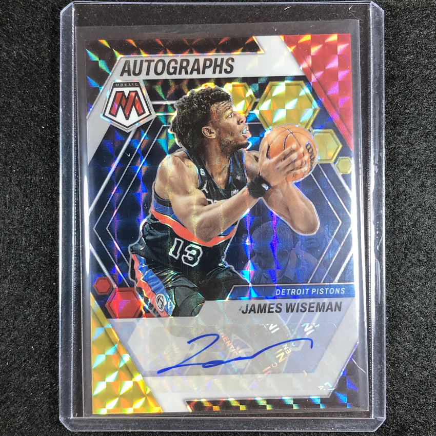 2022-23 Mosaic James Wiseman Autographs Mosaic Choice Red And Yellow Auto No Jwm