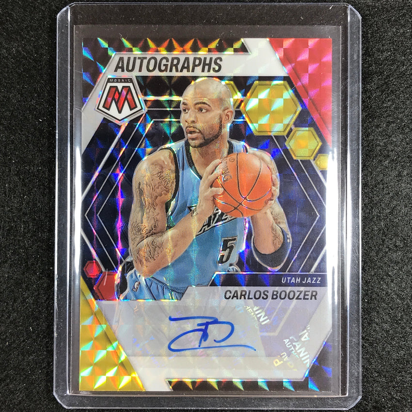 2022-23 Mosaic Carlos Boozer Autographs Mosaic Choice Red Yellow Auto No Boo B