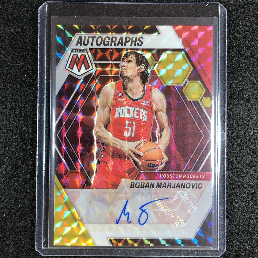 2022-23 Mosaic Boban Marjanovic Autographs Mosaic Choice Red Yellow Auto No Bmc