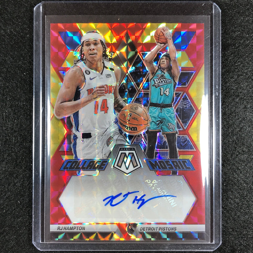 2022-23 Mosaic Rj Hampton Collage Mosaic Choice Red And Yellow Auto No Rjh