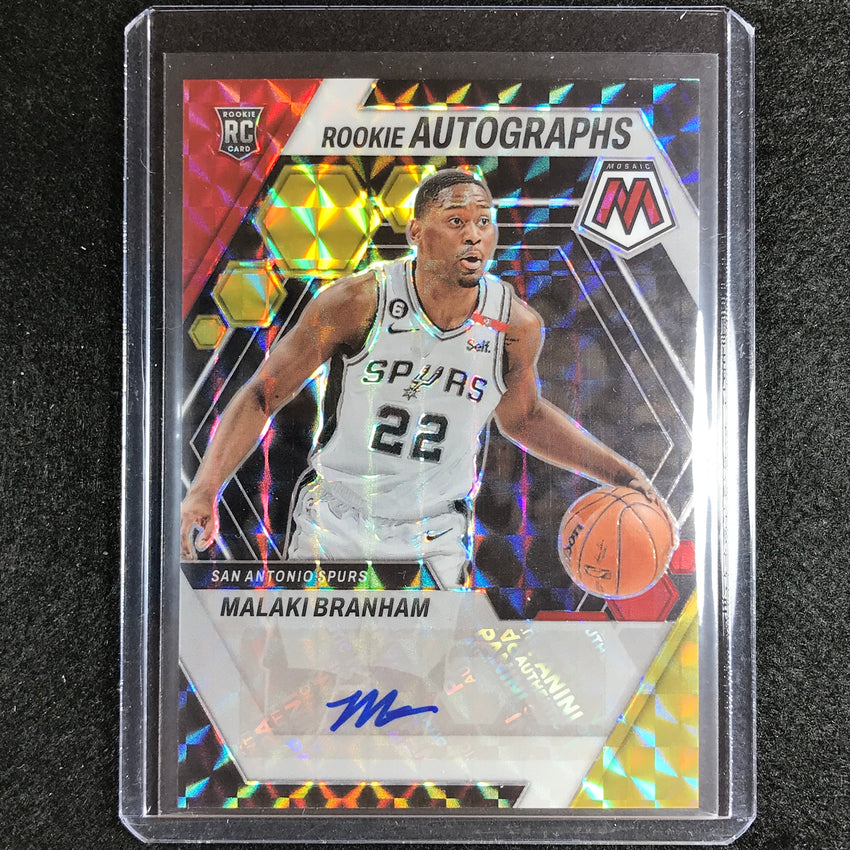 2022-23 Mosaic Malaki Branham Rookie Auto Choice Red And Yellow Auto No Mal