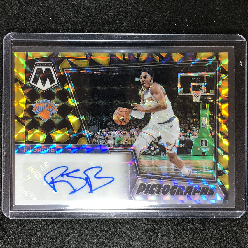 2022-23 Mosaic Rj Barrett Pictographs Mosaic Choice Black Gold Auto 7/8