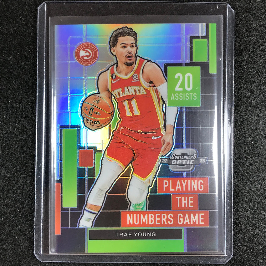 2022-23 Contenders Optic TRAE YOUNG Playing the Numbers Game Silver Prizm #20