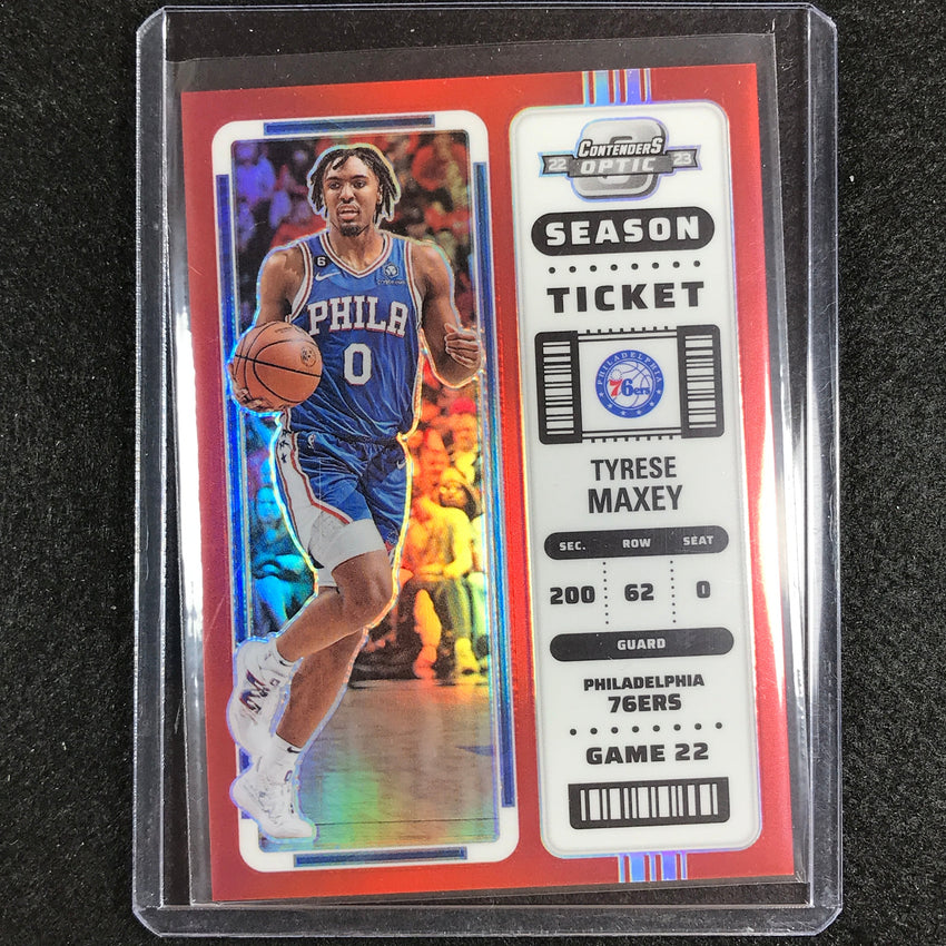 2022-23 Contenders Optic Tyrese Maxey Season Ticket Red No 21