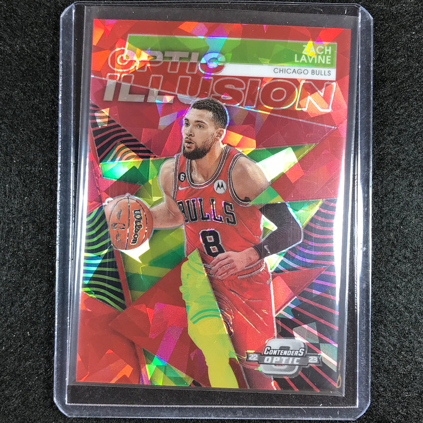 2022-23 Contenders Optic Zach Lavine Optic Illusion Red Cracked Ice No 19
