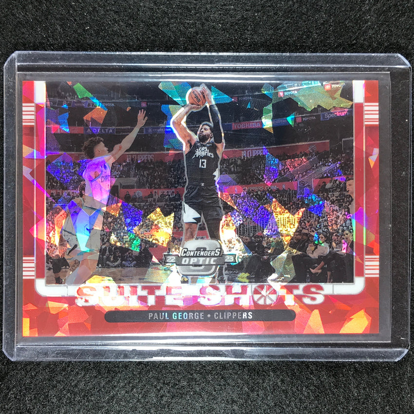 2022-23 Contenders Optic PAUL GEORGE Suite Shots Red Cracked Ice #1