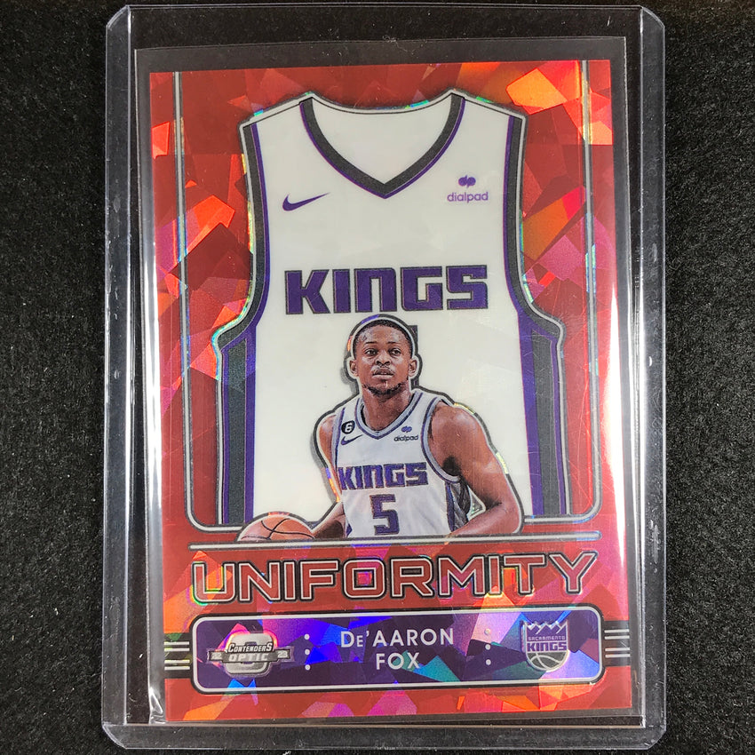 2022-23 Contenders Optic Deaaron Fox Uniformity Red Cracked Ice No 23