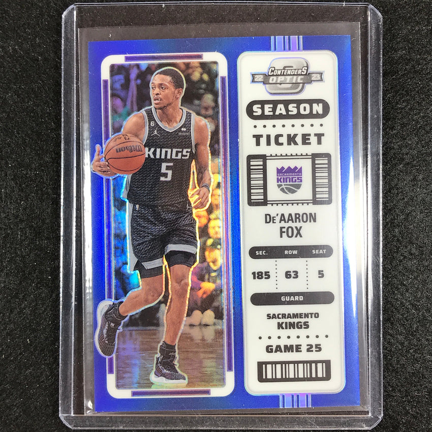 2022-23 Contenders Optic Deaaron Fox Season Ticket Blue 64/99 No 81