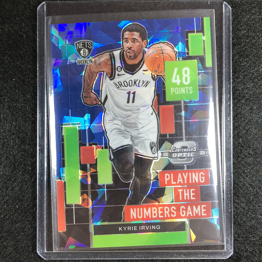 2022-23 Contenders Optic Kyrie Irving Playing The Numbers Game Blue Ice 23/75