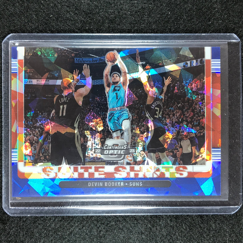 2022-23 Contenders Optic Devin Booker Suite Shots Blue Cracked Ice 63/75