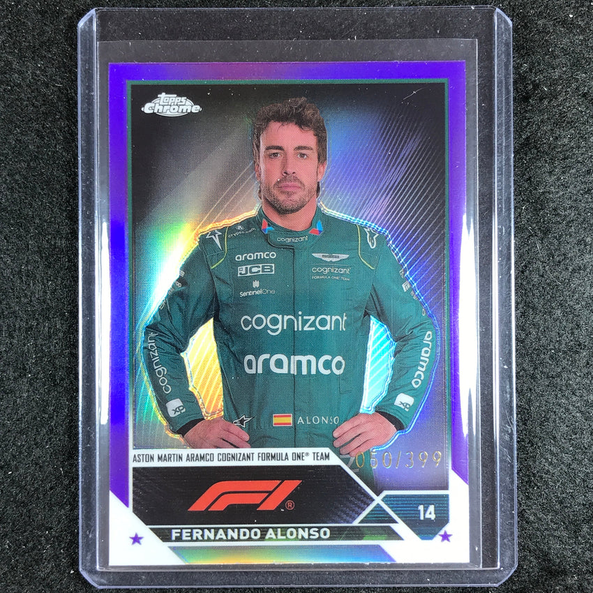 2023 Topps Chrome Formula 1 Fernando Alonso Base Purple 50/399 No 32