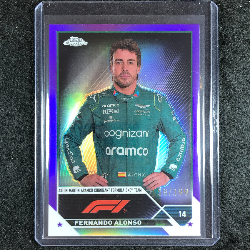 2023 Topps Chrome Formula 1 Fernando Alonso Base Purple 158/399 #32