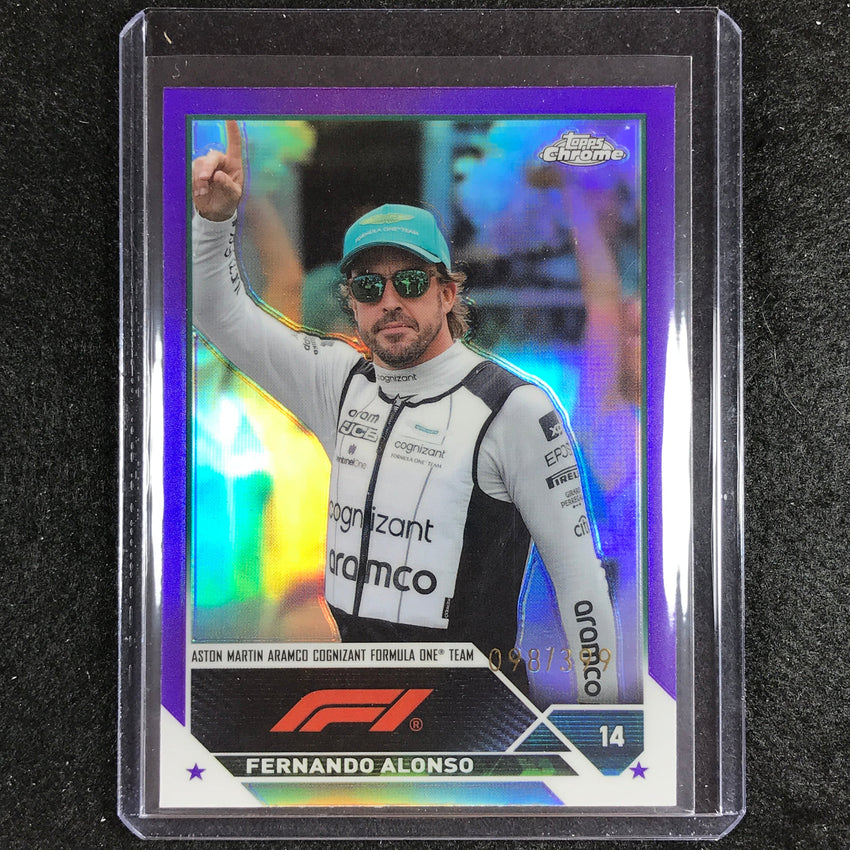 2023 Topps Chrome Formula 1 Fernando Alonso Base Purple 98/399 #34