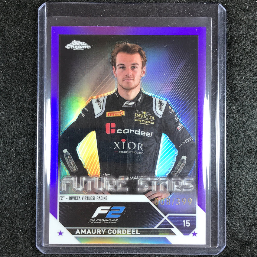 2023 Topps Chrome Formula 1 Amaury Cordeel Base Future Stars Purple 8/399 #73
