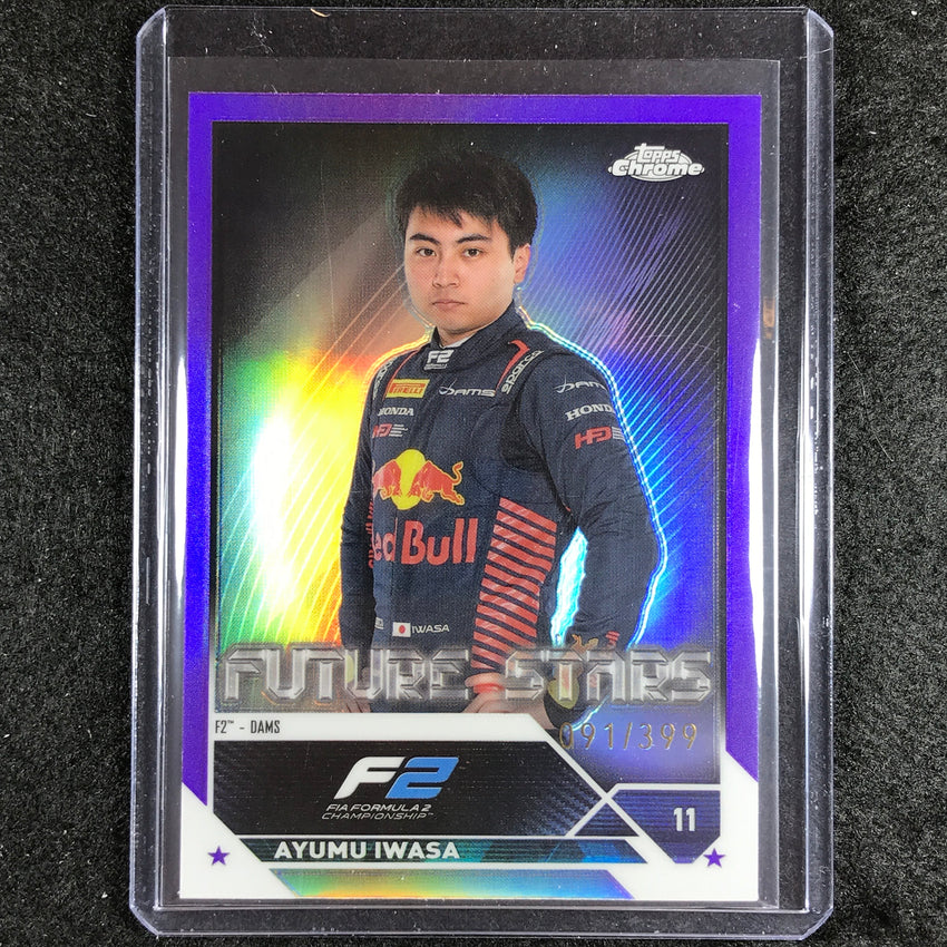 2023 Topps Chrome Formula 1 Ayumu Iwasa Base Future Stars Purple 91/399 #84