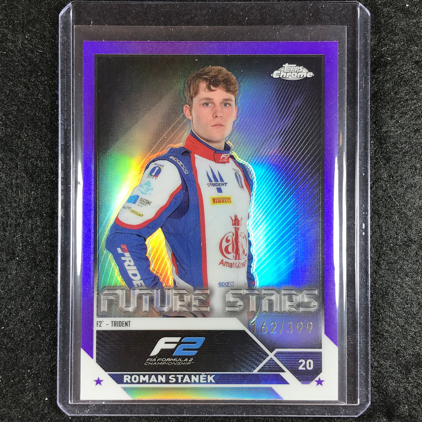 2023 Topps Chrome Formula 1 Roman Stanek Base Future Stars Purple 162/399 #86