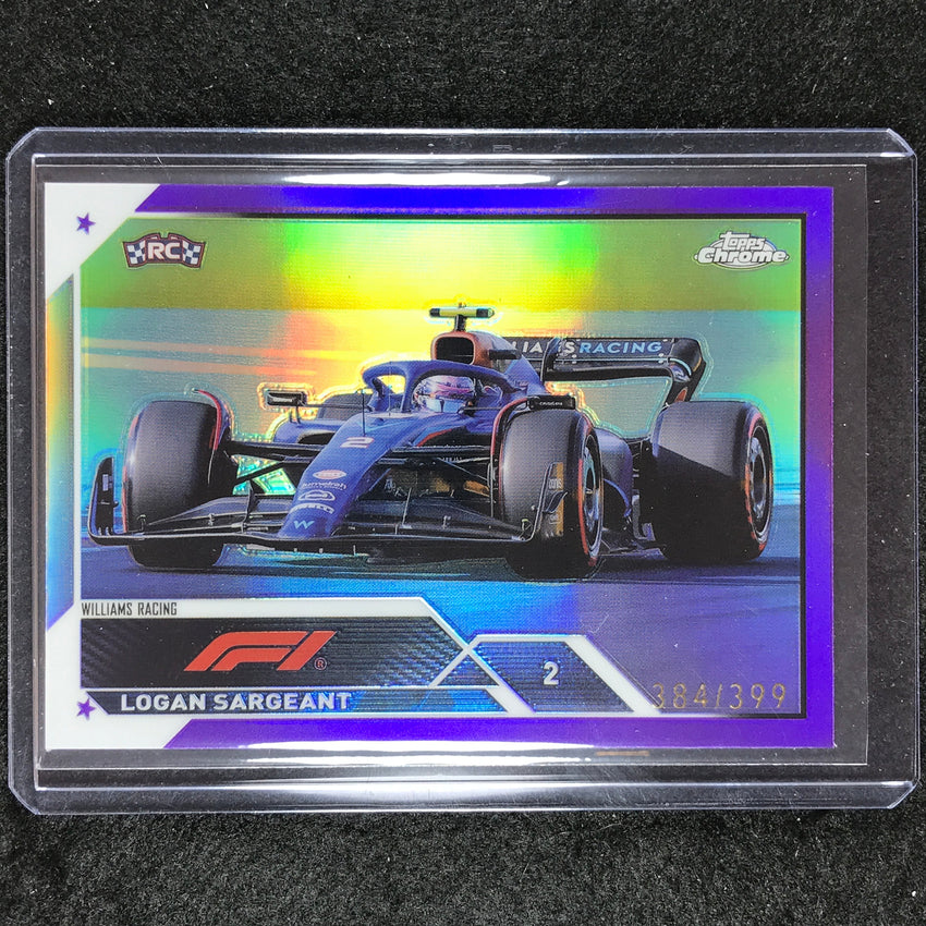 2023 Topps Chrome Formula 1 Logan Sargeant Rookie Base Purple 384/399 #116