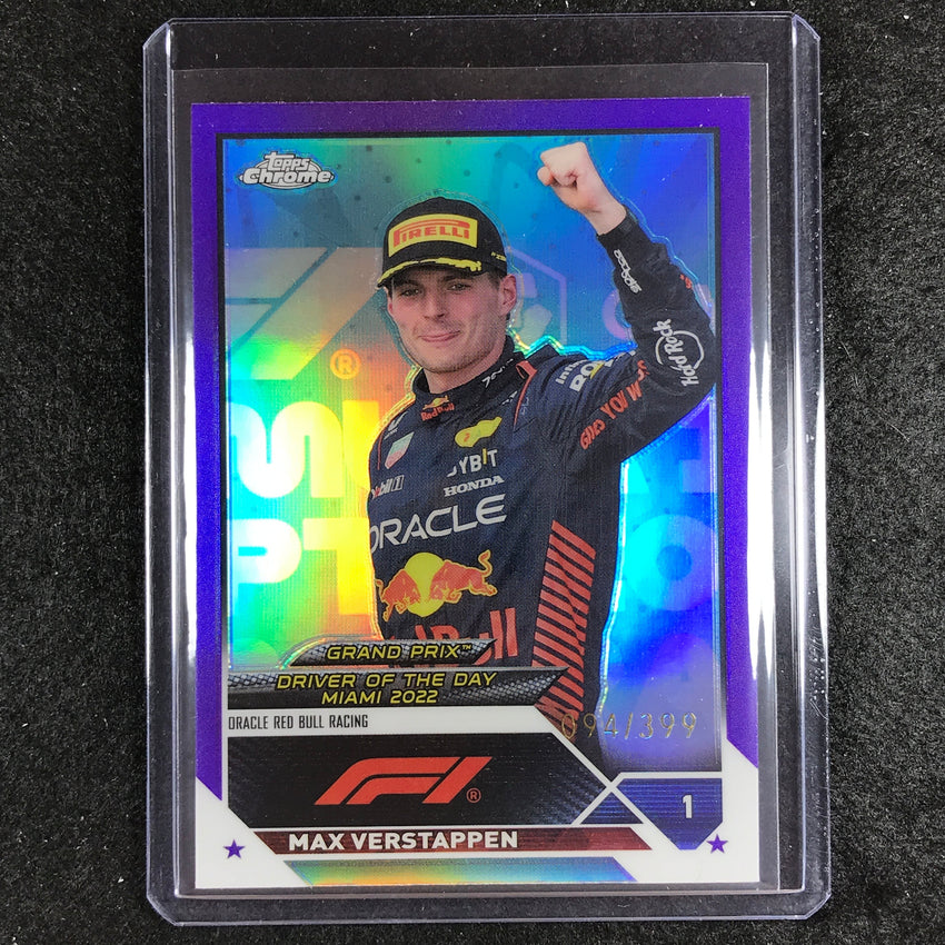 2023 Topps Chrome Formula 1 Max Verstappen Base Purple 94/399 No 170