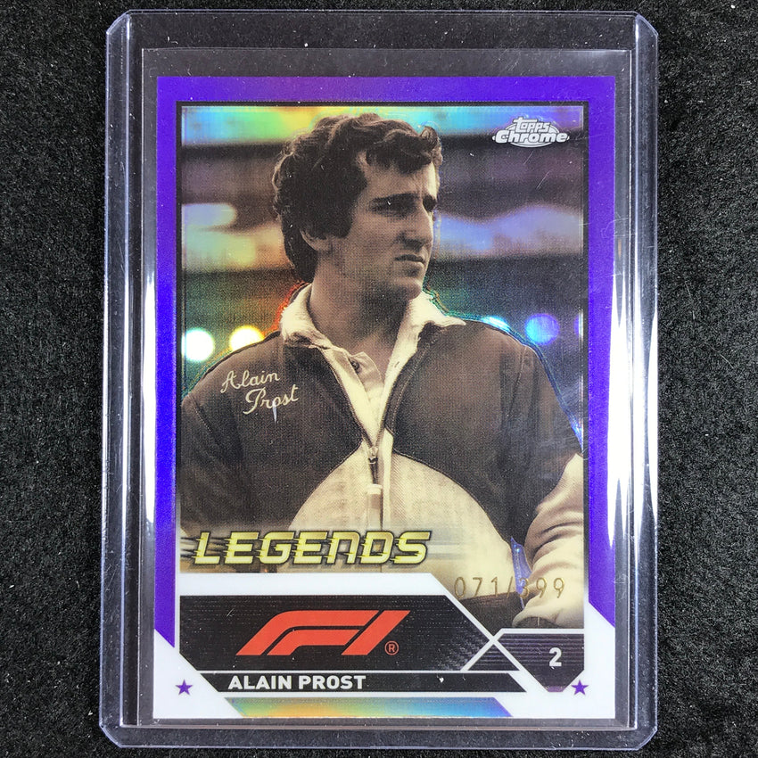 2023 Topps Chrome Formula 1 Alain Prost Base Legends Purple 71/399 #196