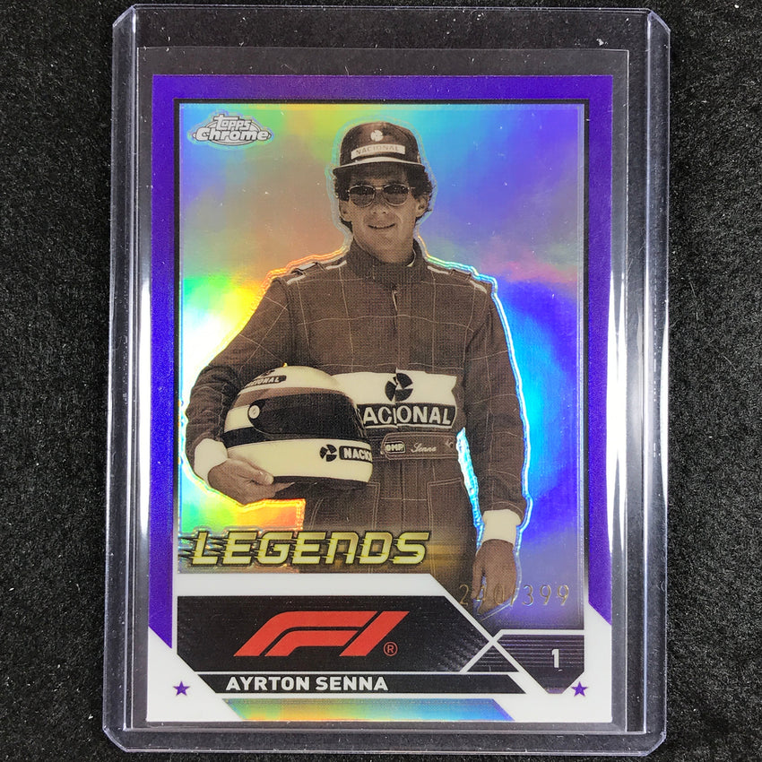 2023 Topps Chrome Formula 1 Ayrton Senna Base Legends Purple 240/399 No 198