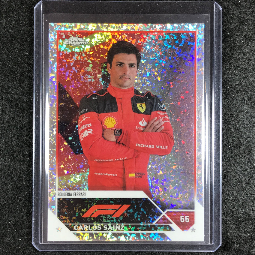 2023 Topps Chrome Formula 1 Carlos Sainz Base Mini Diamond 249/299 No 18