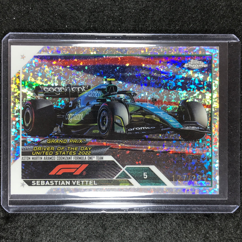 2023 Topps Chrome Formula 1 Sebastian Vettel Base Mini Diamond 127/299 No 184