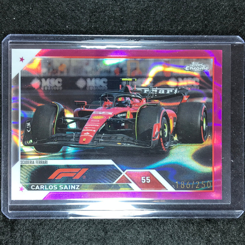 2023 Topps Chrome Formula 1 Carlos Sainz Base Fuchsia Lava 186/250 No 20
