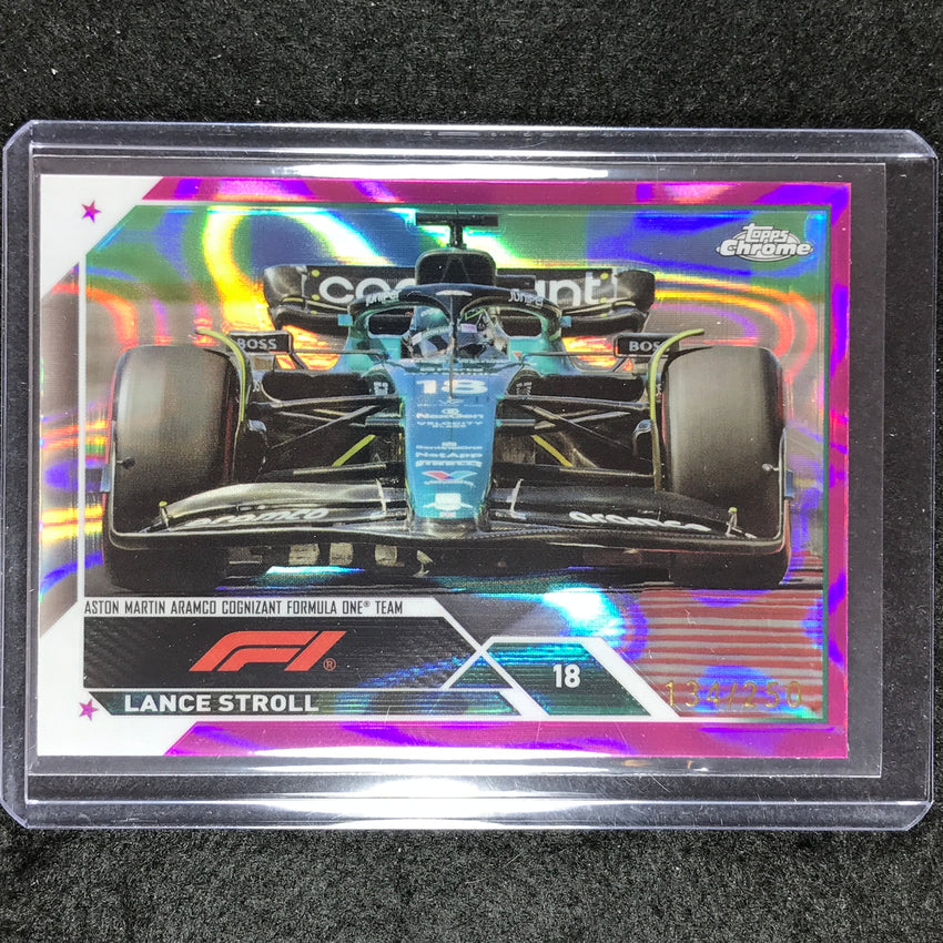 2023 Topps Chrome Formula 1 Lance Stroll Base Fuchsia Lava 134/250 #45