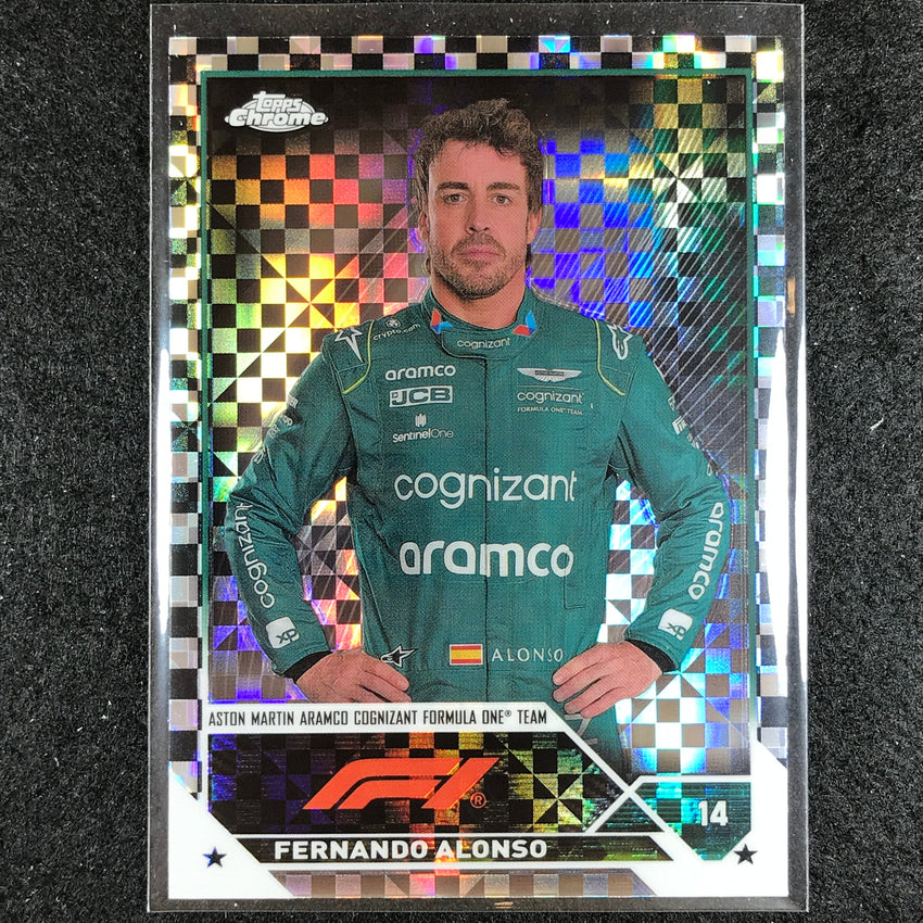 2023 Topps Chrome Formula 1 Fernando Alonso Base Checker Flag No 32