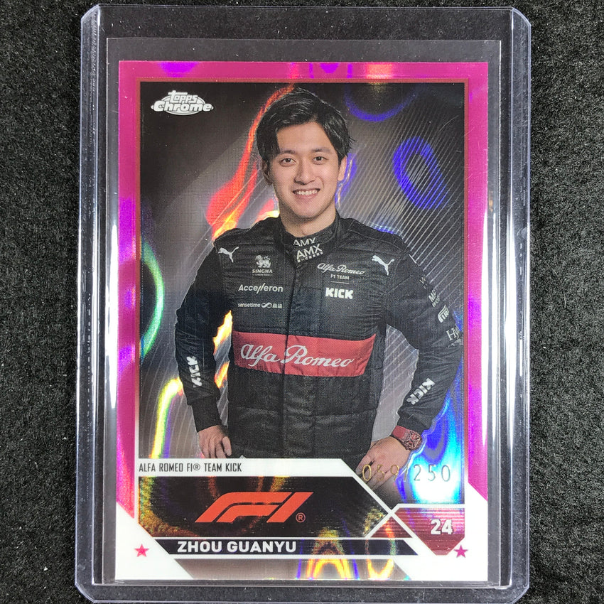 2023 Topps Chrome Formula 1 Zhou Guanyu Base Fuchsia Lava 59/250 No 58