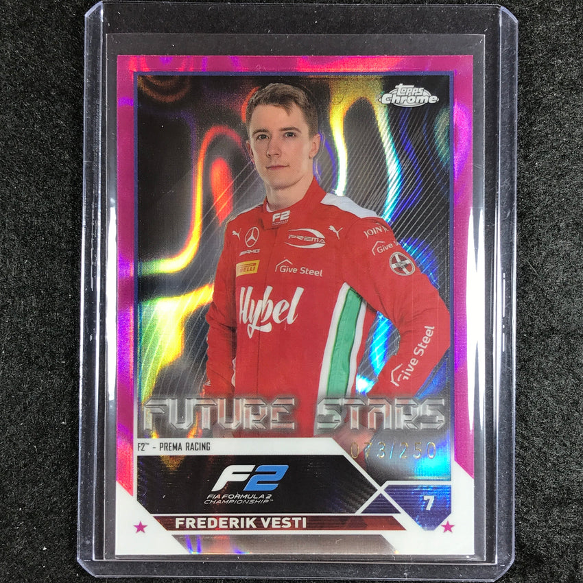 2023 Topps Chrome Formula 1 Frederik Vesti Base Fuchsia Lava 73/250 #70