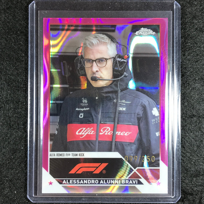 2023 Topps Chrome Formula 1 Alessandro Alunni Bravi Fuchsia Lava 99/250 #100