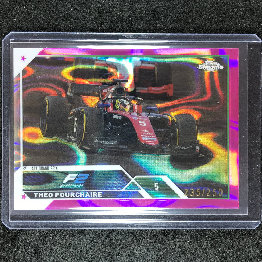 2023 Topps Chrome Formula 1 Theo Pourchaire Base Fuchsia Lava 235/250 #130